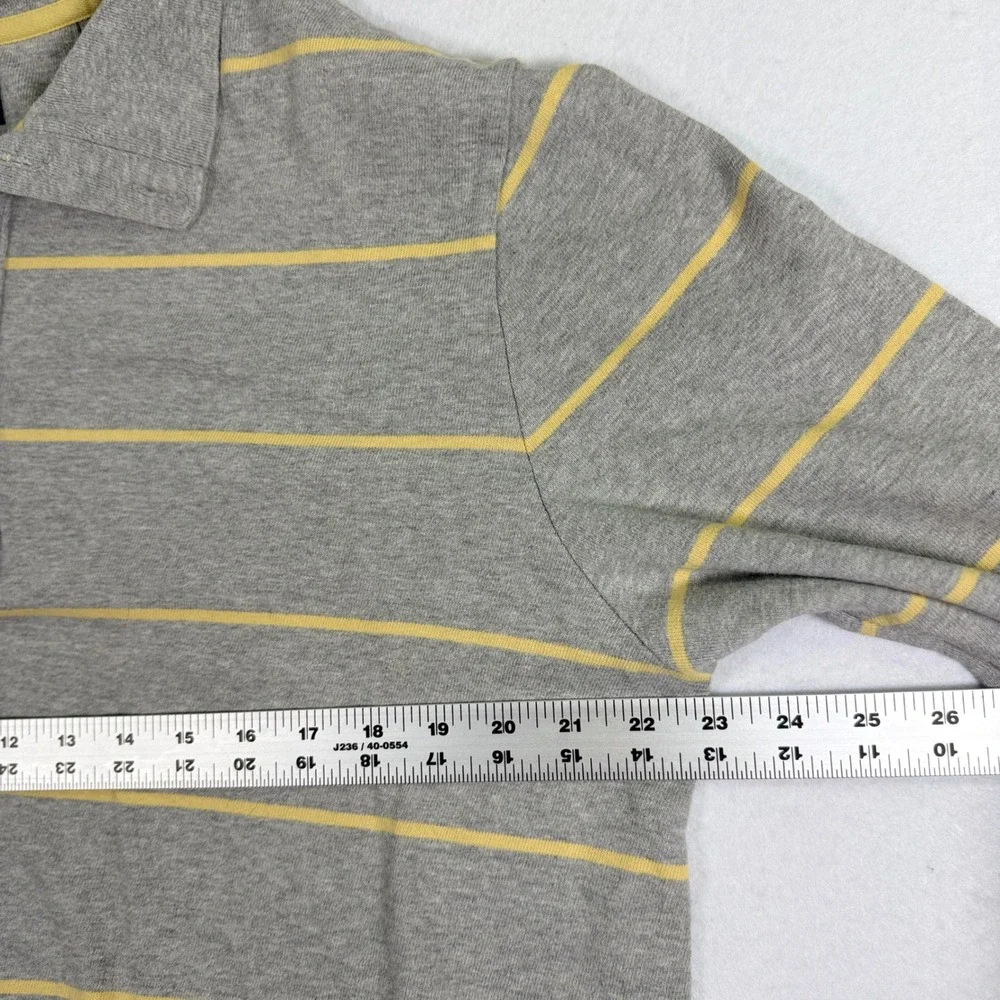 Banana Republic Jersey Knit Henley Polo Shirt Mens XL Grey Yellow Striped 2009
